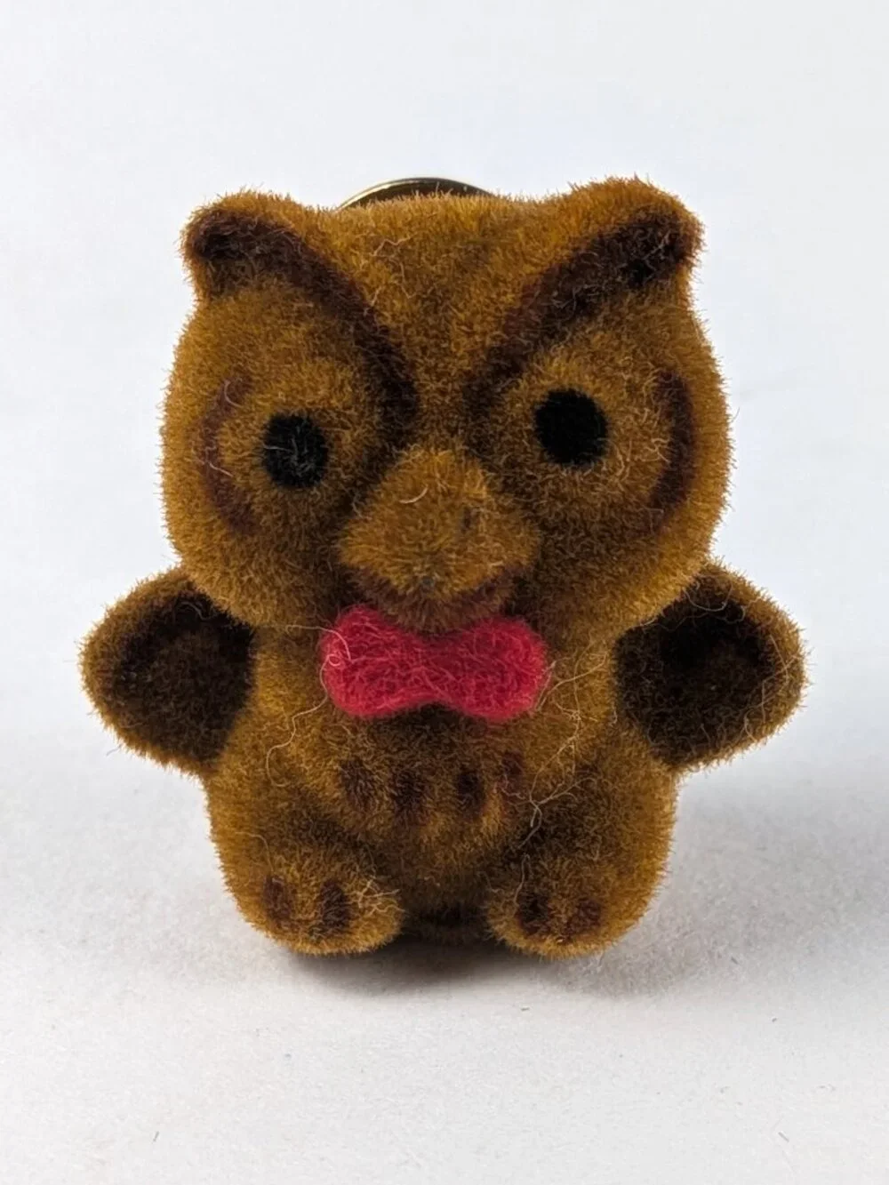 Vintage 70s/80s Flocked Owl Pin